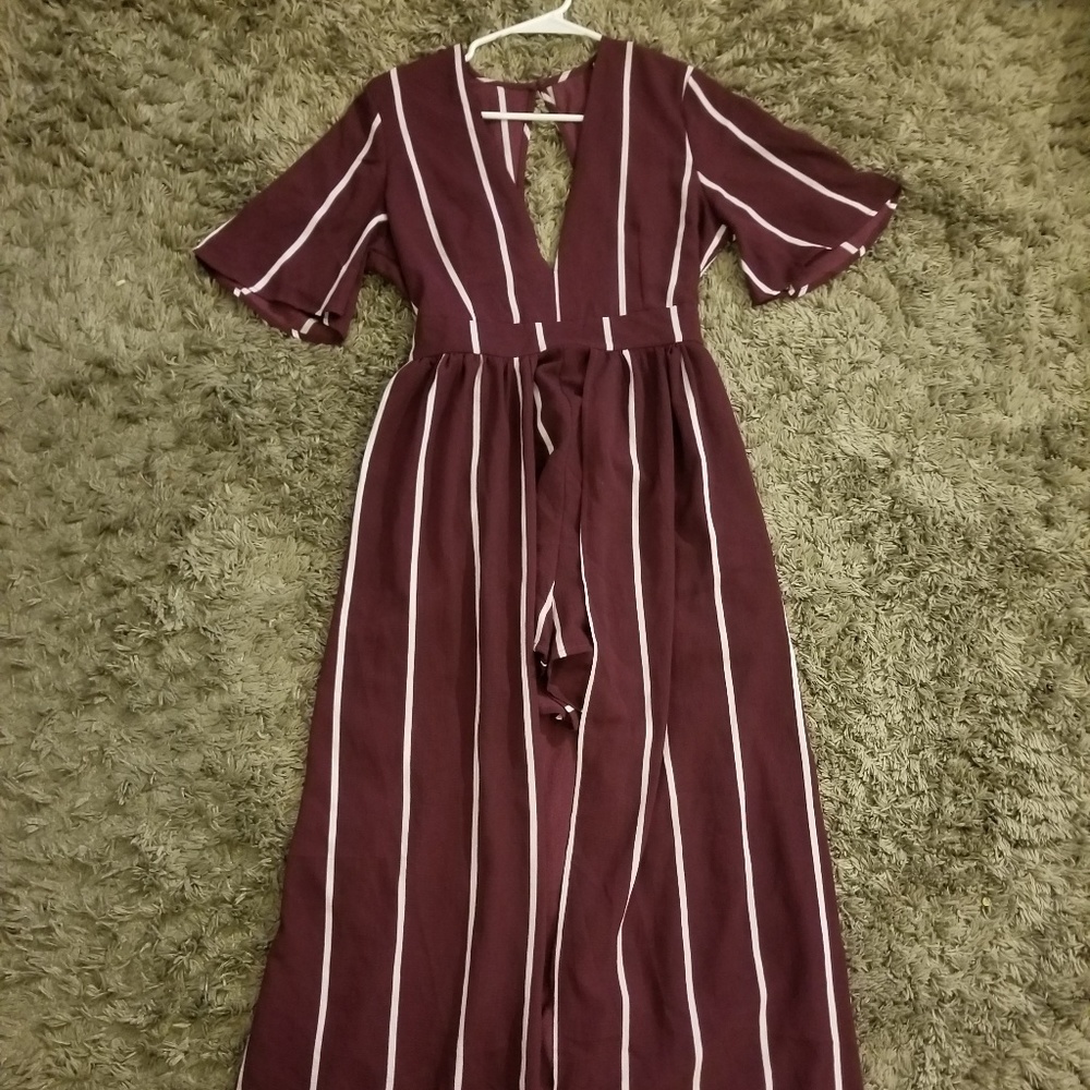 Striped Maxi Romper Overlay